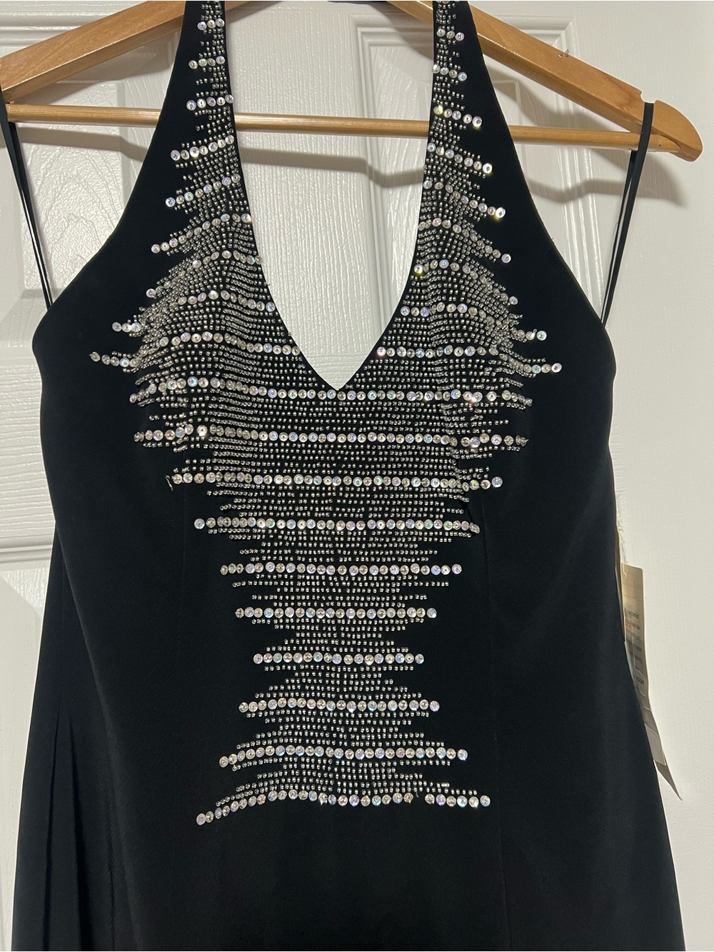 NWT Basix II Black Beaded Halter Evening Gown Maxi Dress Size 8 - Picture 4 of 9